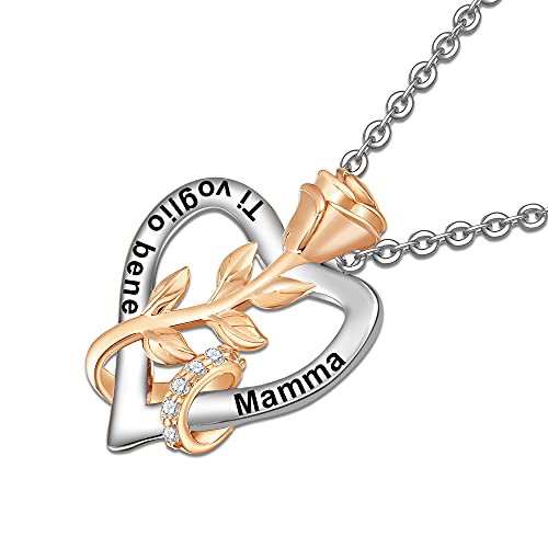 LOVUNIQ Collana Donna Argento 925 Ciondolo Cuore e...