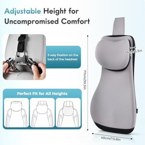 Image of FLORICH Memory Foam Lumbar Support and Headrest Pillow for Car Ergonomic Integrated Widened Design Head Neck Lumbar Support Breathable Washable Cushion for Car Truck Seat Long Driving Back Pain Relief