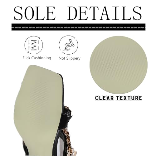 Women's Two Strap High Heel Slides With Gold Chain Fashion Comfort Square Toe Slip On Slingback Clear Stiletto High Heels Sandals For Party Wedding Dress Pumps4