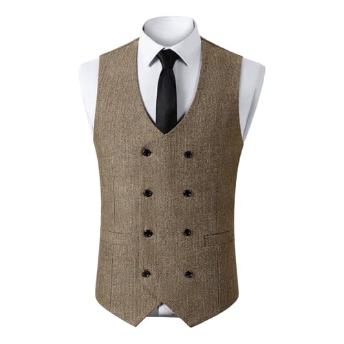 Mens Formal Suit Vest Solid Slim Fit Vest Dress Double Breasted V Neck Waistcoat Business Wedding Casual Tuxedo Vests2