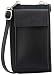 SH Leder Damen Handytasche Umhängetasche Geldbörse Multifunktion Beutel aus Echtleder Verstellbar Schultergurt Handy bis 6,8 Zoll 11,50x19cm Sarah G339 (Schwarz)