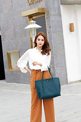 Image of Dreubea Women's Soft Faux Leather Tote Shoulder Bag from, Big Capacity Tassel Handbag