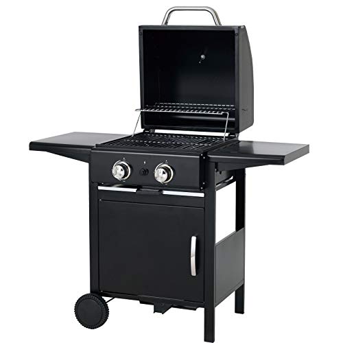 tepro Gasgrill Mayfield 2 mit 2 hochwertigen, leistungsstarken Edelstahlbrennern, verchromten Grillrosten (Rost-in-Rost-System), großer Warmhaltefläche, integriertem Thermometer im Deckel und praktischen Seitenablagen, Maße ca. 112 x 58 x 100 cm