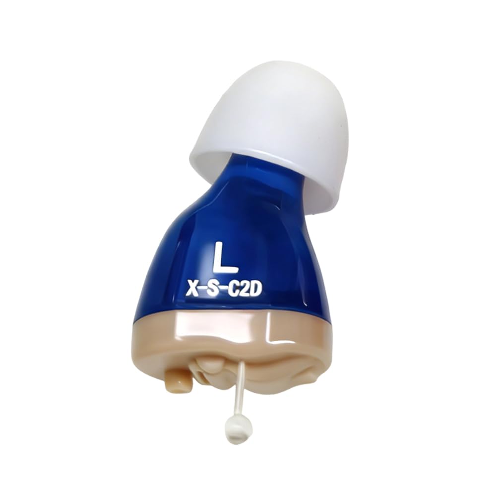 Dispositivo de mejora de sonido intrauditivo para personas mayores, auriculares con sonido de voz, auricular izquierdo azul y auricular derecho rojo (auricular izquierdo azul)