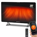 BERG Ultra-Slim Glass Infrared Panel Heater – Smart Electric Heater with Wi-Fi & Remote Control, 12mm Frameless Design, Wall Mounted or Free-Standing, Energy Efficient Room Heating (Black, 480W)