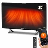 BERG Ultra-Slim Glass Infrared Panel Heater – Smart Electric Heater with Wi-Fi & Remote Control, 12mm Frameless Design, Wall Mounted or Free-Standing, Energy Efficient Room Heating (Black, 720W)