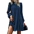 KIRUNDO Long Sleeve Baby Doll Dresses Women 2026 Casual Summer Fall Ruffle Mock Neck Tiered Mini Flowy Swing Shift Dress