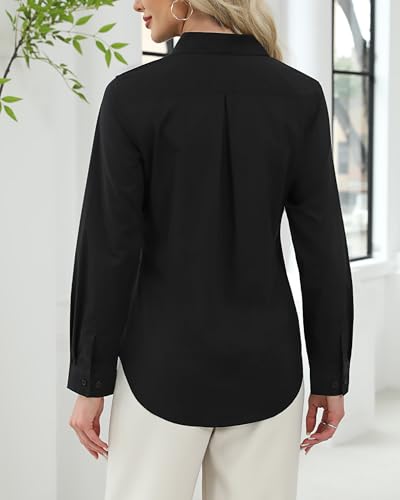 Image of J.VER Button Down Shirts for Women Stretch Collared Cotton Long Sleeve Dress Shirt Business Casual Blouse for Work