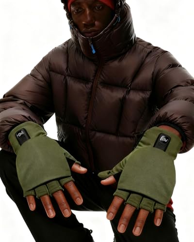 Rechargeable Heated Gloves with Digital Display - 3 Temp Gears & 3 Heating Zones 2 in 1 Full & Half FingerFingerless Touchscreen Gloves for Men Women 3000mAh Battery for Skiing Commuting OfficeM)