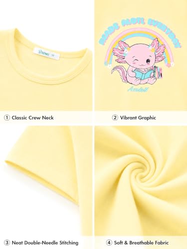 Image of Dvenki Girls Graphic Short Sleeve Crewneck T-Shirt Sizes 6-18 | breathable soft cotton blend, cute graphic prints, summer little and big girls tee, ideal casual wear for school, daily