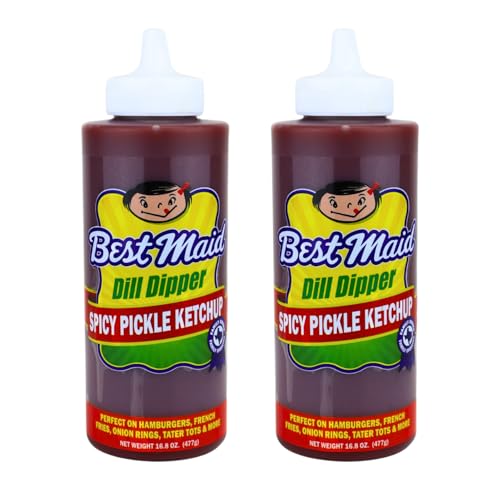 Best Maid Pickle Sauce – Mamma Fried, Dash O’Dill BBQ, Spicy Pickle Ketchup & Papa Grilled – Tangy, Bold & Dill Flavors for Burgers, Fries & BBQ (Spicy Ketchup) 2 Pack