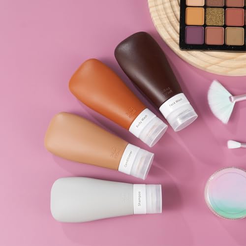Image of INSFIT Travel Bottles for Toiletries, TSA Approved 3oz Travel Size Containers, BPA Free Leak Proof Squeezable Silicone Tubes for Shampoo Conditioner Lotion Body Wash with Labels