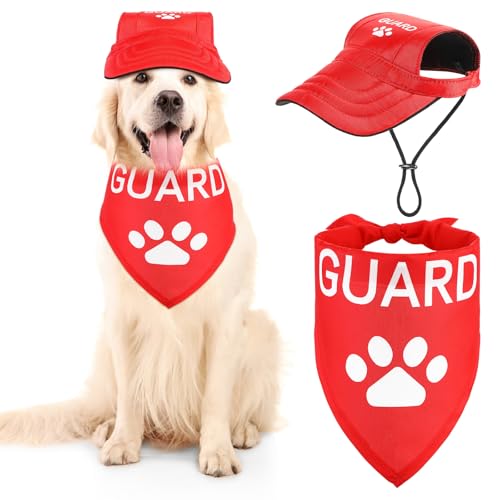 Geyoga Guard Pet Costume Set Dog Baseball Cap Sun Protection Baseball Hat Dog Bandana Triangle Scarf for Pet Gifts(M)