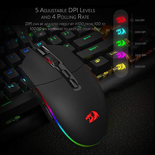 Redragon M719 Invader Wired Optical Gaming Mouse, 7 Programmable Buttons, RGB Backlit, 10,000 DPI, Ergonomic PC Computer Gaming Mice with Fire Button - Image 6