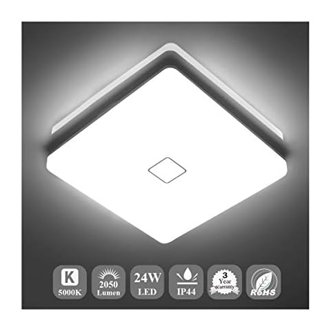 Airand 5000K LED Ceiling Light Flush Mount 24W 12.6in Square LED Ceiling Lamp for Kitchen Bathroom Hallway with 240Pcs LED Chips Without Flicker, 2050LM, IP44, 80Ra+, 180W Equivalent (Daylight White) Cover