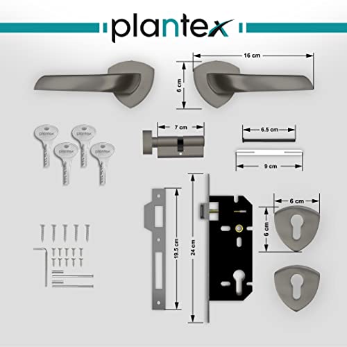 Image of Plantex Fully Brass Door Lock with 3 Years of Warranty /Main Door Lock for Home /Mortise Lock for Door - Main Door Lock Set (Sumer-3058, Satin Black)