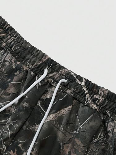 ZAFUL Mens Casual Joggers Sweatpants Drawstring Streetwear Y2K Jungle Camouflage Allover Print Loose Fit Pants3