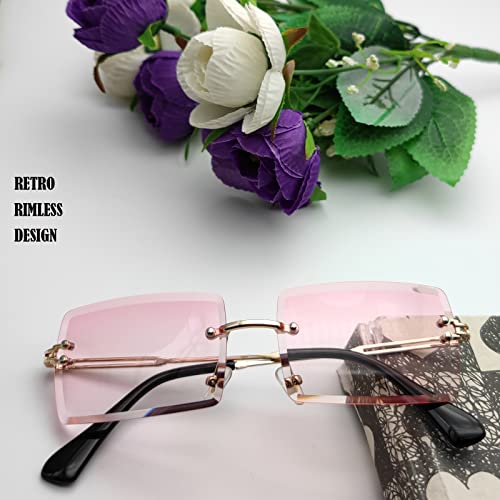 Image of Rectangle Sunglasses for Women Men Fashion Retro Rimless Frameless Tinted Lens Sun Glasses Shades 2026 Stylish