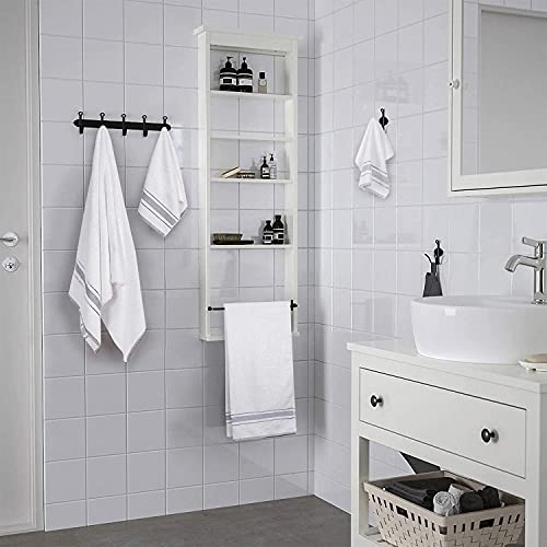 Hestia _6 Piece Luxury White Bath Towels Set, 100% Turkish Cotton, Highly Absorbent, Super Soft & Decorative, Large Towels For Bathroom, (2 Bath & 2 Hand Towels & 2 Washcloths)(White /Grey ) #TOP5