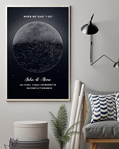 Piratify Personalized Star Map Print Poster, Custom Star Map, Minimal Star Chart, Night Sky Canvas Valentine'S Christmas Wedding Gift, Star Maps Gift For Couple, Boyfriends thumb #3