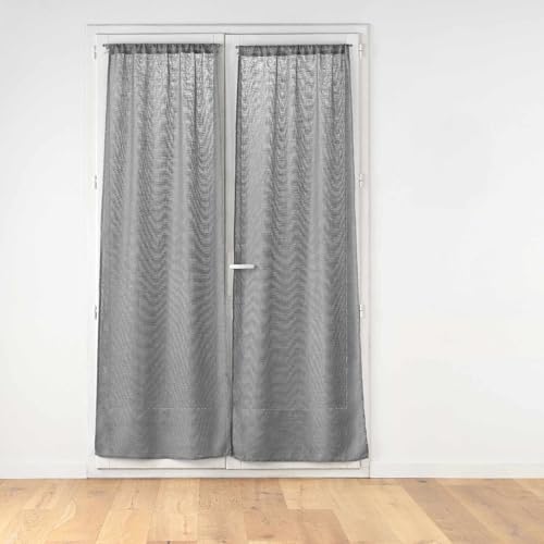 Douceur d'Intérieur, Paire Droite Passe-Tringle (2 x 70 x 200 cm) Haltona Gris, Effet Lin Tissé