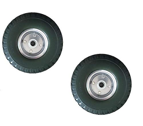 DWT-Germany 100725 - 2 ruedas de poliuretano para carretilla (3,00-4/85 x 260 mm, rueda de goma completa, sin impactos, antipinchazos, resistente a pinchazos, rodamiento de bolas