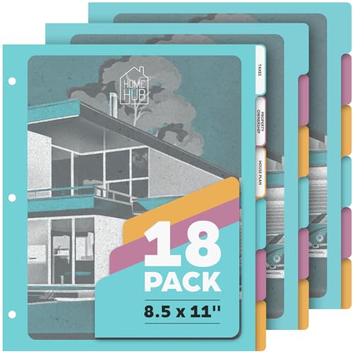 Dividers with Tabs for Home Management Binder, 18 Dividers & 40 Tab Labels for 3 Ring Binder, 3-Hole Punched Letter Size, Durable Heavyweight Cardstock (Home)
