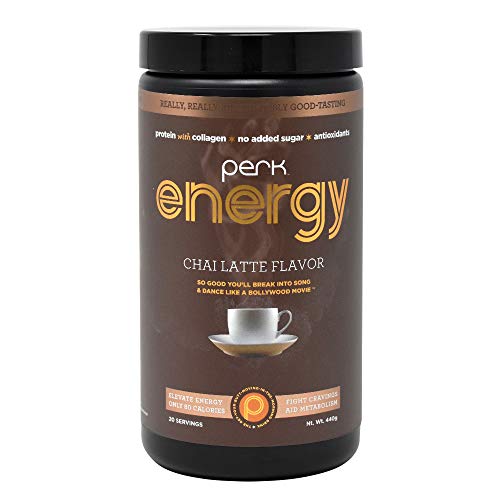 Perk Energy - Chai Flavored Beverage Mix with Zero added Sugar - Provides a Boost in Energy and is Packed with Protein, Collagen