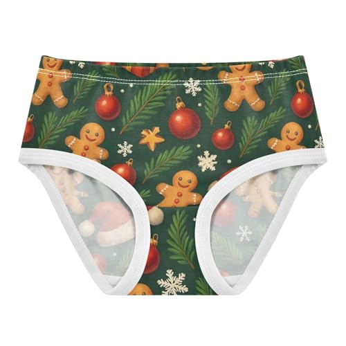 Joisal Stylish Toddler Girls Underwear 2t Cotton Panties for Girl Cute Christmas Gingerbread Green Briefs Underpants