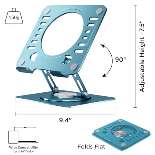 Image of Uncaged Ergonomics Swivel Laptop Stand for Desk, Adjustable Computer iPad Stand for Desk w / 360 Rotation, Portable Laptop Holder for Home Office Ergonomic Supplies (Ocean Blue)