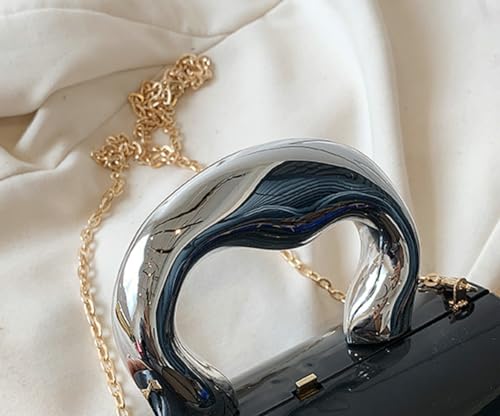 Bolso de mano acrílico plateado para mujer miniatura 6