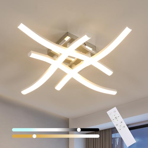 Tealight Plafoniera LED Soffitto Dimmerabile, Lampadario Led Camera da Letto, 28W 3000K-6500K Plafoniera Moderna, Nera Lampadario Design, Lampadari Cucina, Lampadari per Cucina, Soggiorno (Bianco)