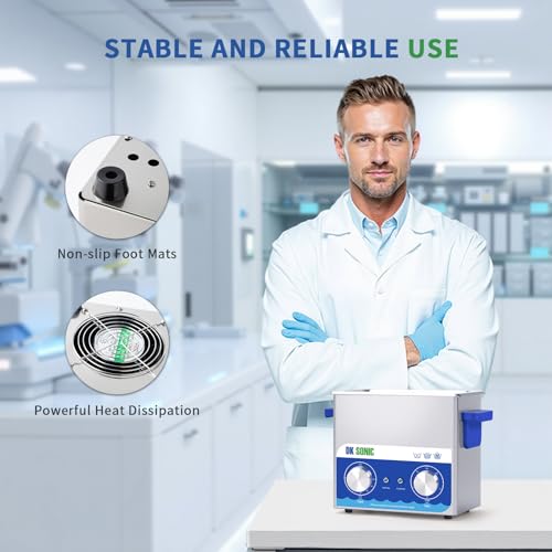 DK SONIC Ultrasonic Cleaner,3L 120W Ultrasonic Jewelry Cleaner with Heater& Mechanical Timer,Sonic Cleaner for Cleaning Jewelry,Eyeglasses,Coins(Include Basket)