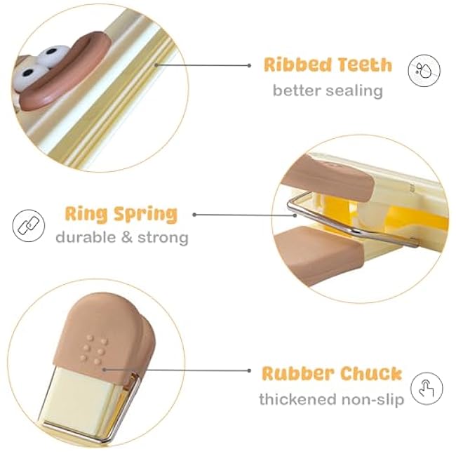 6 Pack Chip Bag Clips, Plastic Bag Clips for Chips Food Storage Cute Heavy Duty Seal (6 Small)