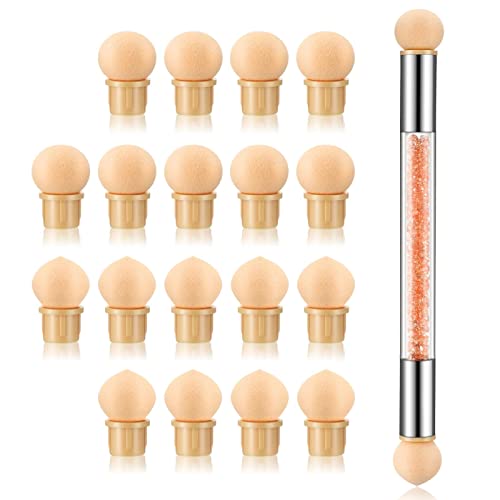 Kaagee 19Pcs In 1 Set Nail Sponges For Ombre Double-Head Nail Pen Ombre Brush For Gel Nails French Tip Manicure Brush Nail Art Tools With 18Pcs Replacement Sponge Head (Orange) #TOP1