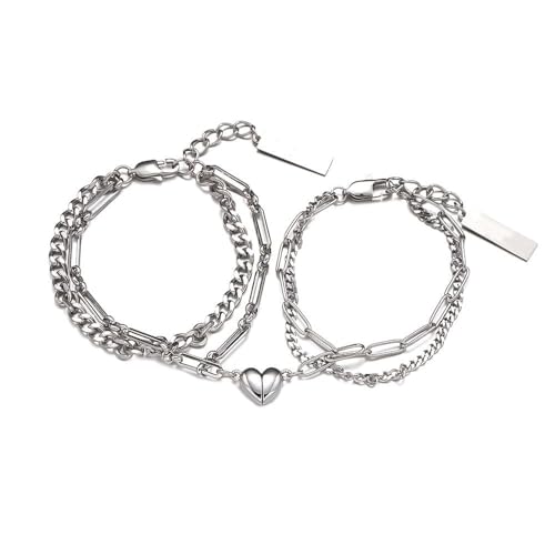 [ルカナ] ペアブレスレット マグネット式 カップル アタッチメント ブレスレット カップル マグネット magnet heart pair bracelet