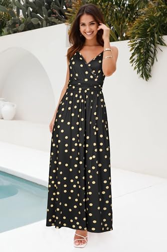 Image of Newshows Women's 2026 Lightweight Summer Wedding Guest Beach Vacation Casual V Neck Split Flowy Maxi Dress