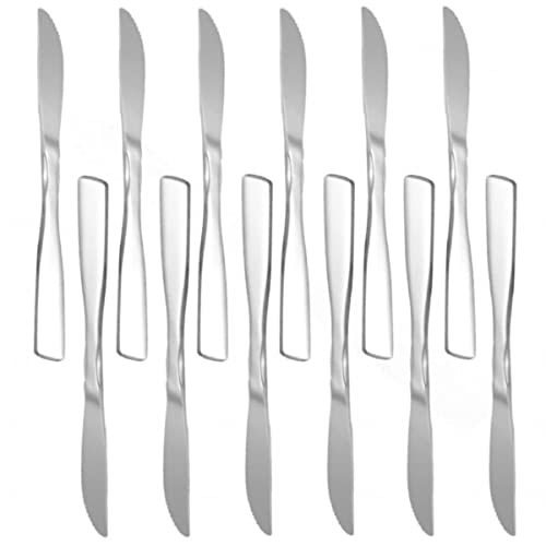 TrueCraftware- Set of 12 Stainless Steel Salem Dinner Knife- Stainless Steel Flatware Silverware Cutlery Kitchen Tableware Set for Home and Restaurant Butter Knife Spreader Table Knives