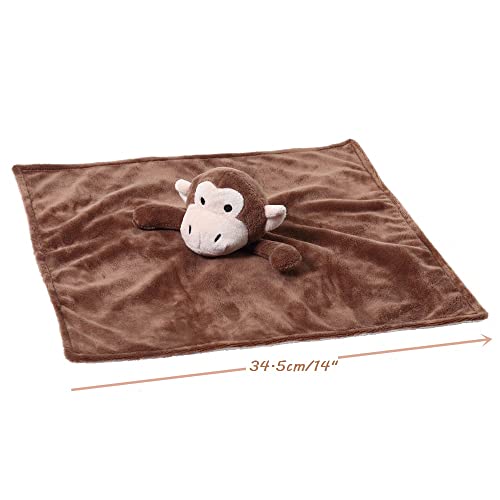 Image of CREVENT Cozy Plush Baby Security Blanket Loveys for Baby Boys with Animal Face, Baby Shower /Birthday Gifts for Newborns Infant Toddler (Brown Monkey)
