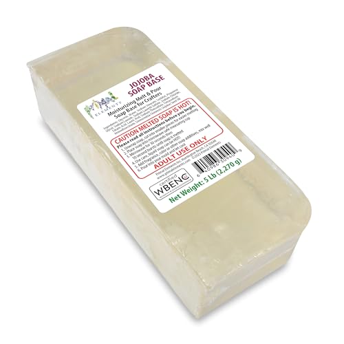 Primal Elements Jojoba Oil Soap Base - Moisturizing Melt and Pour Glycerin Soap Base for Crafting and Soap Making Easy to Cut - 5 Pound