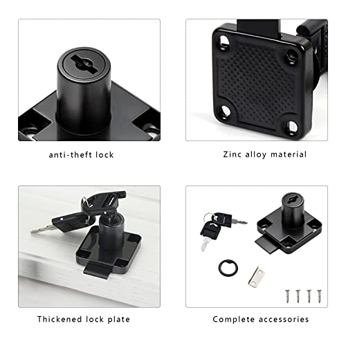 GZGXKJ 2 Pack Cupboard Office Drawer Cam Lock Filing Cabinet Lock with 2 Keys Square Base Screw Fixed Furniture Security Lock for Furniture Door Household Mailbox Glass Showcase (Master Key Lock) - Image 3
