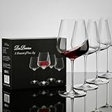 PurePremium Juego de 4 copas de vino tinto sopladas a mano de 685 ml para Cabernet Merlot Burdeos, aptas para lavavajillas y cristal sin plomo