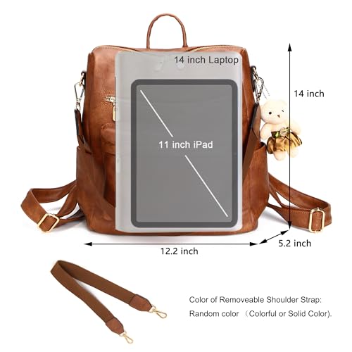Image of Soperwillton Women Backpack Purse Shoulder Handbags Travel Bag Set 2pcs | Soft PU Leather,Large Capacity,Many Pockets,with a Functional Wallet,with a Detachable Shoulder Strap,Multipurpose Design