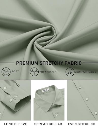 Image of COOFANDY Mens Stretch Dress Shirts Long Sleeve Button Down Shirt Regular Fit Formal Business Shirts