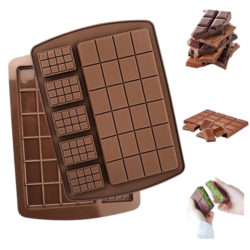 Wondsea Juego de 2 moldes de chocolate de silicona, moldes de chocolate Dubai, moldes de silicona antiadherentes, moldes de chocolate extra profundos, para hacer bombones
