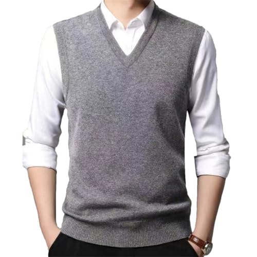 Dcvmvmn Men's V Neck Knit Vest Solid Vintage Classic Business All-Match Tank Top Elegant Casual Sleeveless Waistcoat