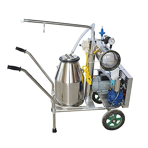 TECHTONGDA Electric Milking Machine 110V 1440 RPM Milker Machine Bucket Milker 10-12 Cows per Hour with 25L Stainless Steel Bucket for Cows and Goats
