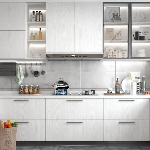 Image of VKR Waterproof Removable Self Adhesive Wallpaper Roll | Peel & Stick Vinyl Furniture Covering for Kitchen Slabs, Tables, Cabinets & Shelves (Wooden White, Pack of 1)