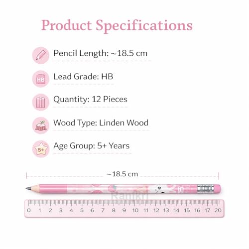 Image of Ranjkri Premium Graphite Sketching Pencil Set for Kids & Artists - Pack of 12 Dark HB Pencils with Eraser - Perfect for School, Writing, Shading & Return Gifts