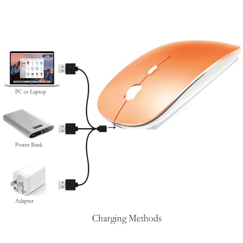 Image of KLO Rechargeable Bluetooth 5.2 /3.0 /Type-C /USB-2.4G Mouse for MacBook /MacBook air /Pro /iPad, Wireless Mouse for Laptop /Notebook /pc /iPad /Chromebook (Orange)